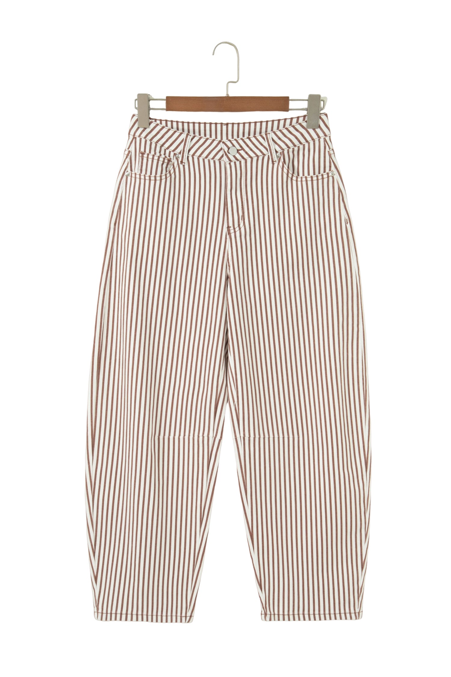 Sky Blue Stripe Casual Barrel Jeans