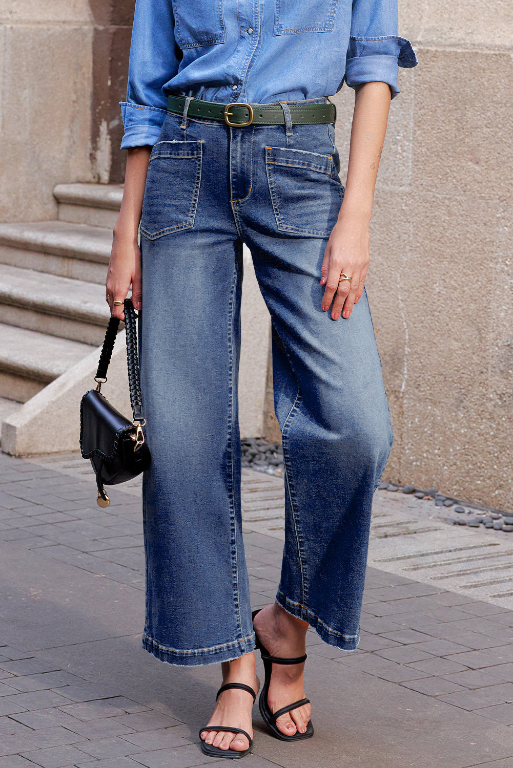 Bluing Mimimalist Patch Pocket Womens Shift Jeans