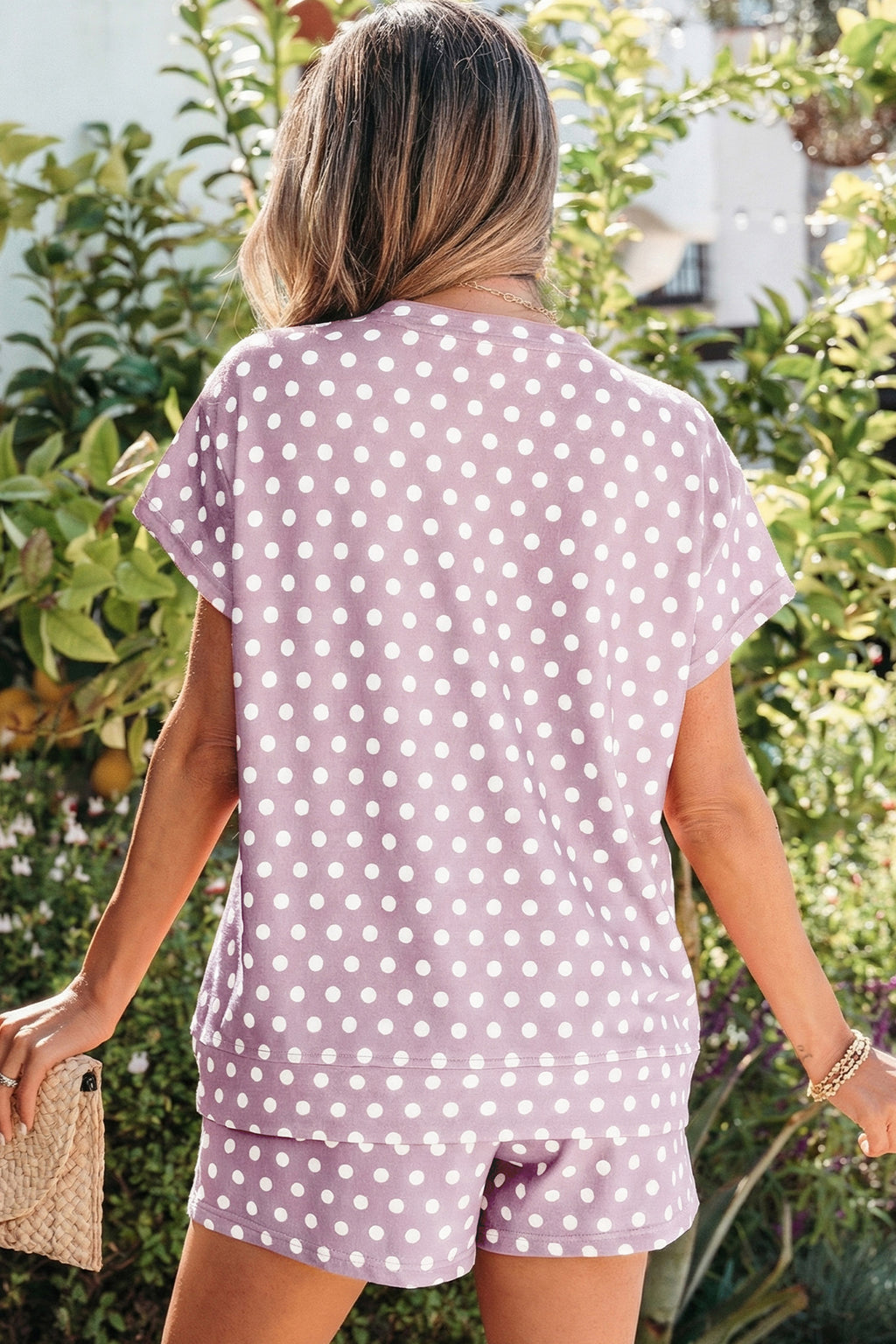 Brown Polka Dot Print Short Set