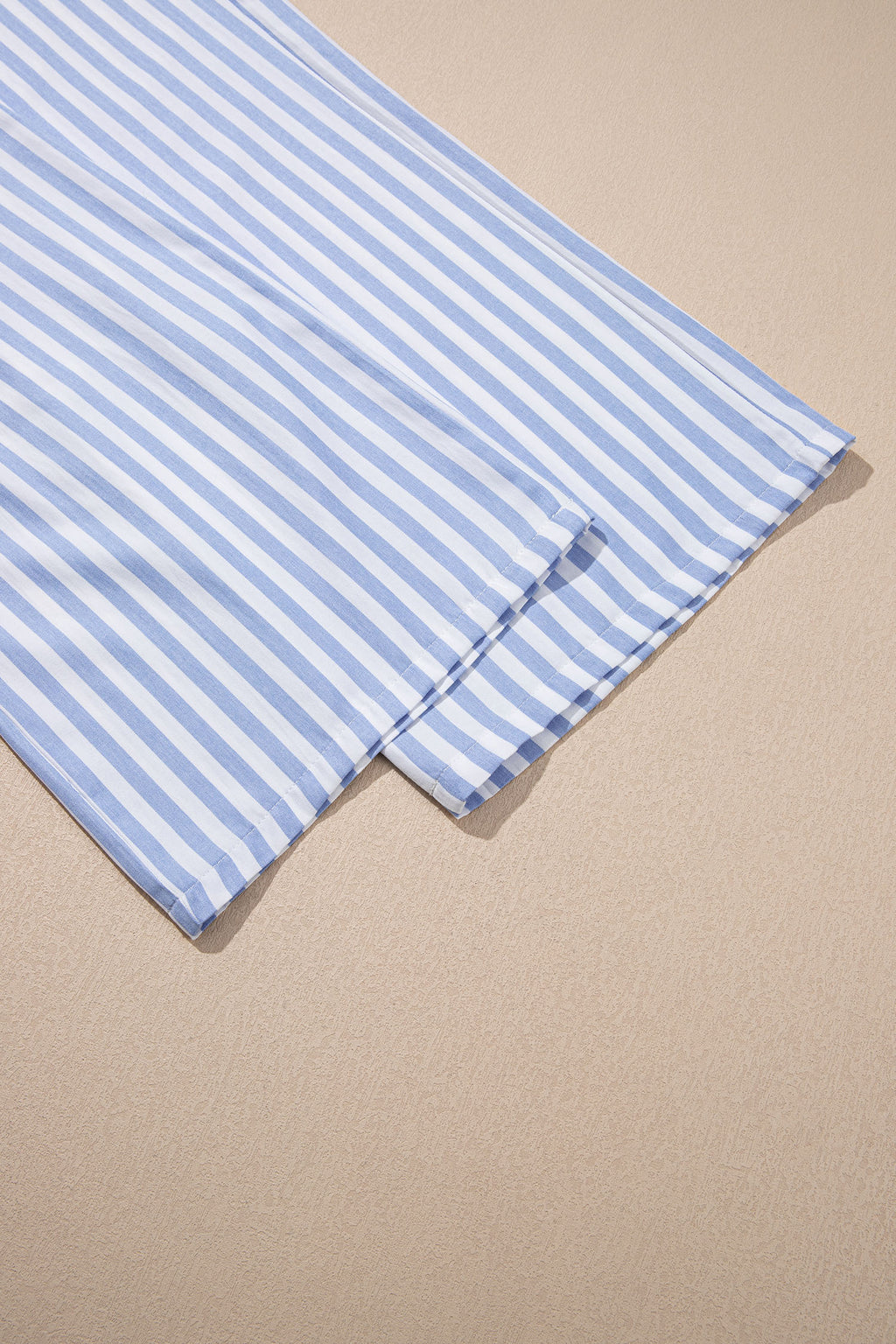 Black Stripe Shirred High Waist Loose Summer Pants
