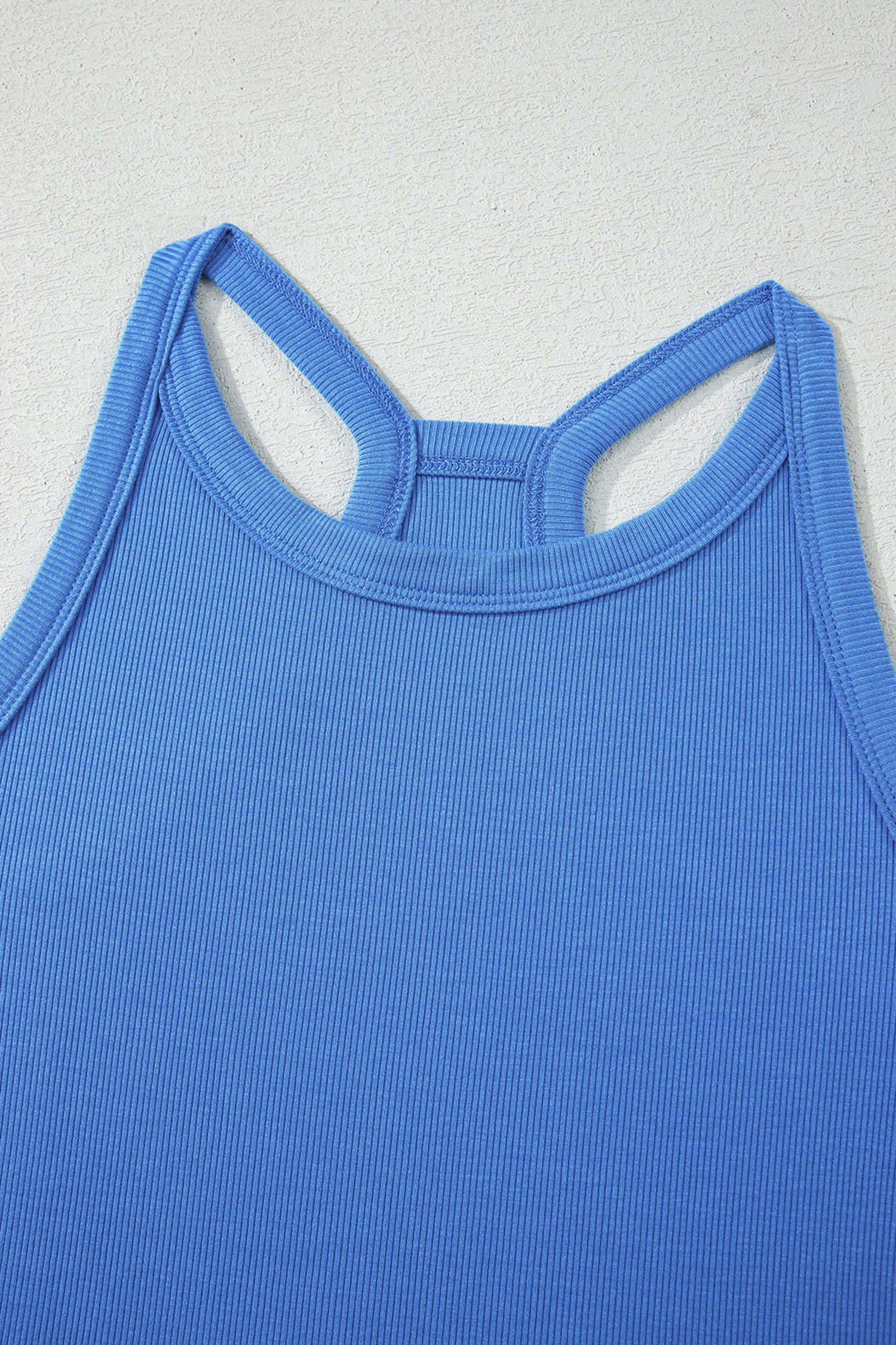 Green Slim Ribbed Tank Top and Sweatpants Set