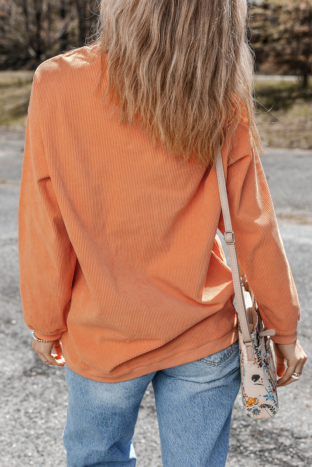 Festival Fuchsia Ribbed Corduroy Oversized Sweatshirt