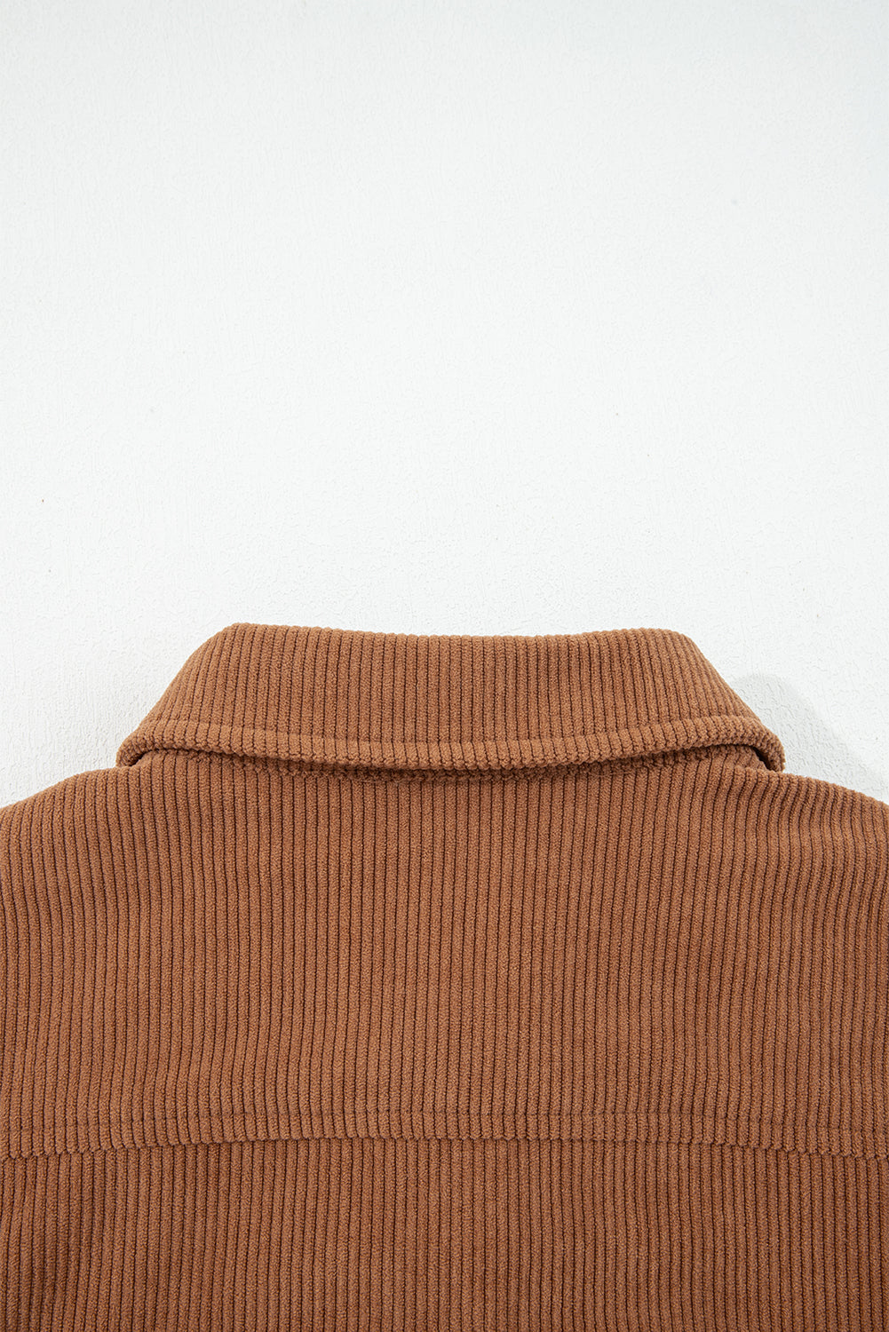Cinnamon Fleece Lined Buttoned Flap Pockets Corduroy Jacket
