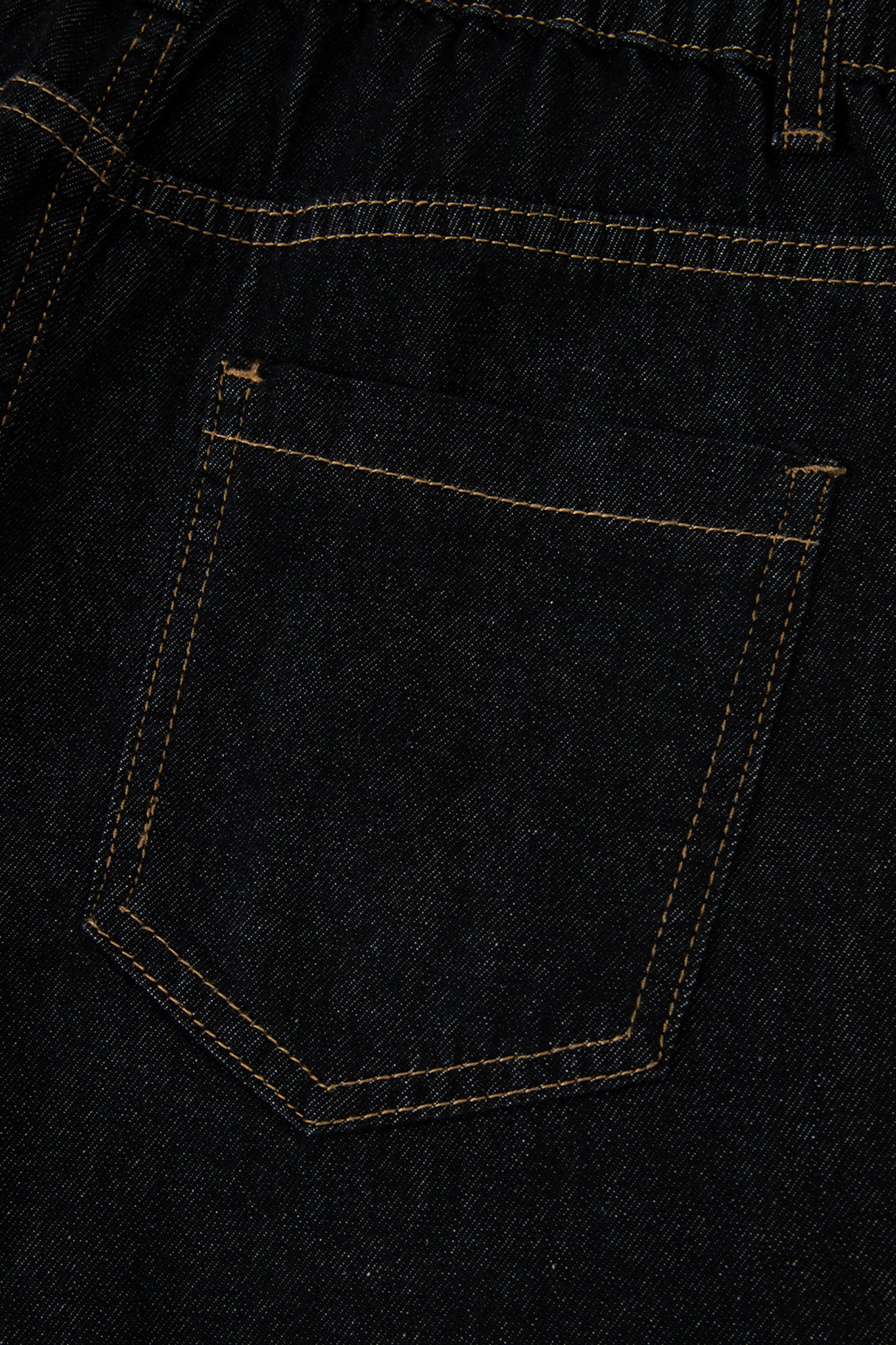 Navy Blue Embroidered Scalloped Trim Relaxed Denim Shorts