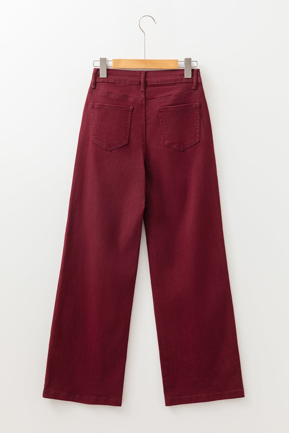 Coffee Loose Straight High Waist Solid Color Jeans