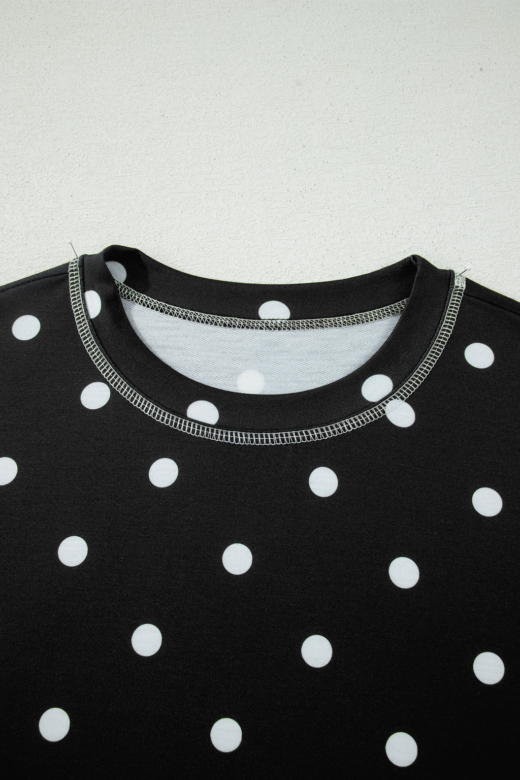 White Exposed Seam Detail Polka Dot Loose Tee Drawstring Shorts Set