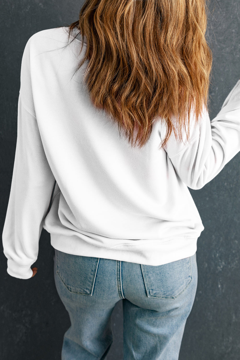 Pink Solid Classic Crewneck Pullover Sweatshirt