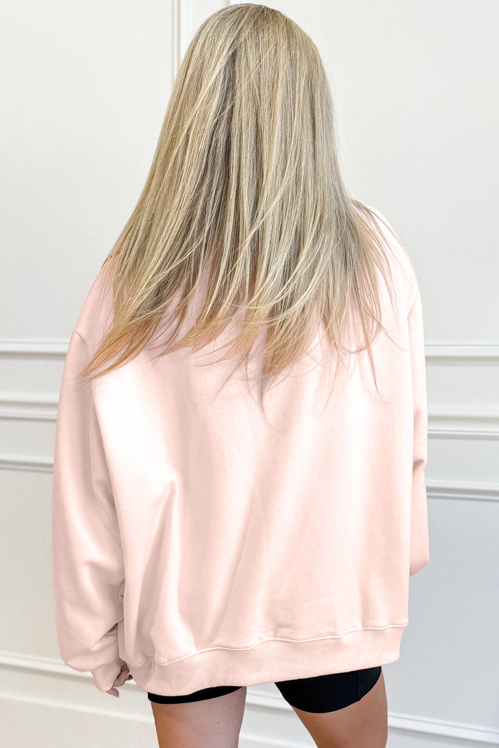 Sea Green Oversize Blessed Embroidered Mock Neck Sweatshirt