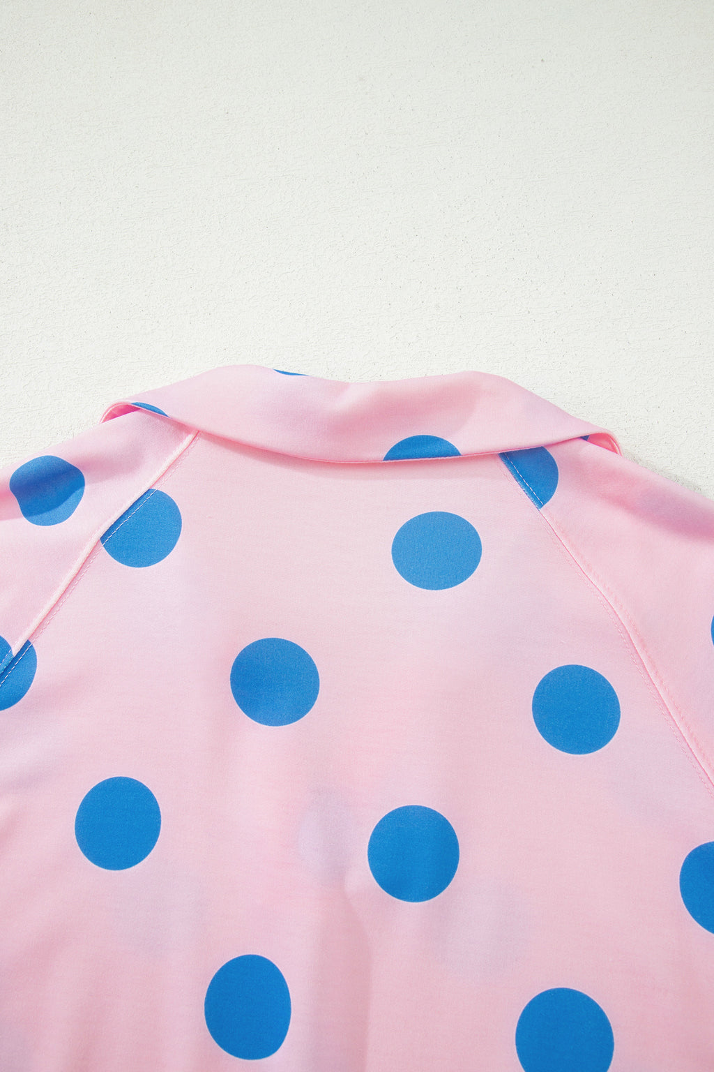 Beige Polka Dot Print V Neck Tee Short Set
