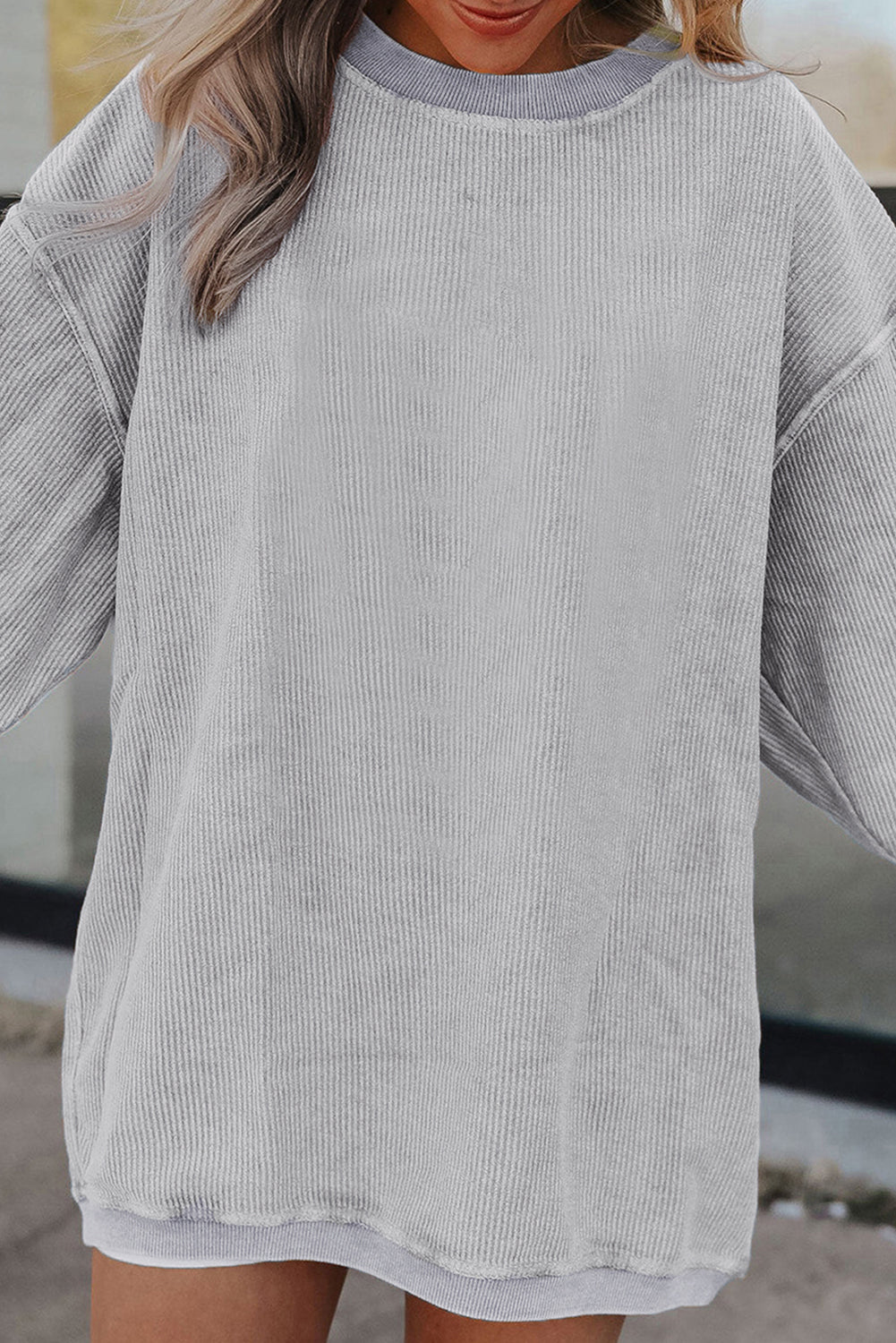 Festival Fuchsia Ribbed Corduroy Oversized Sweatshirt