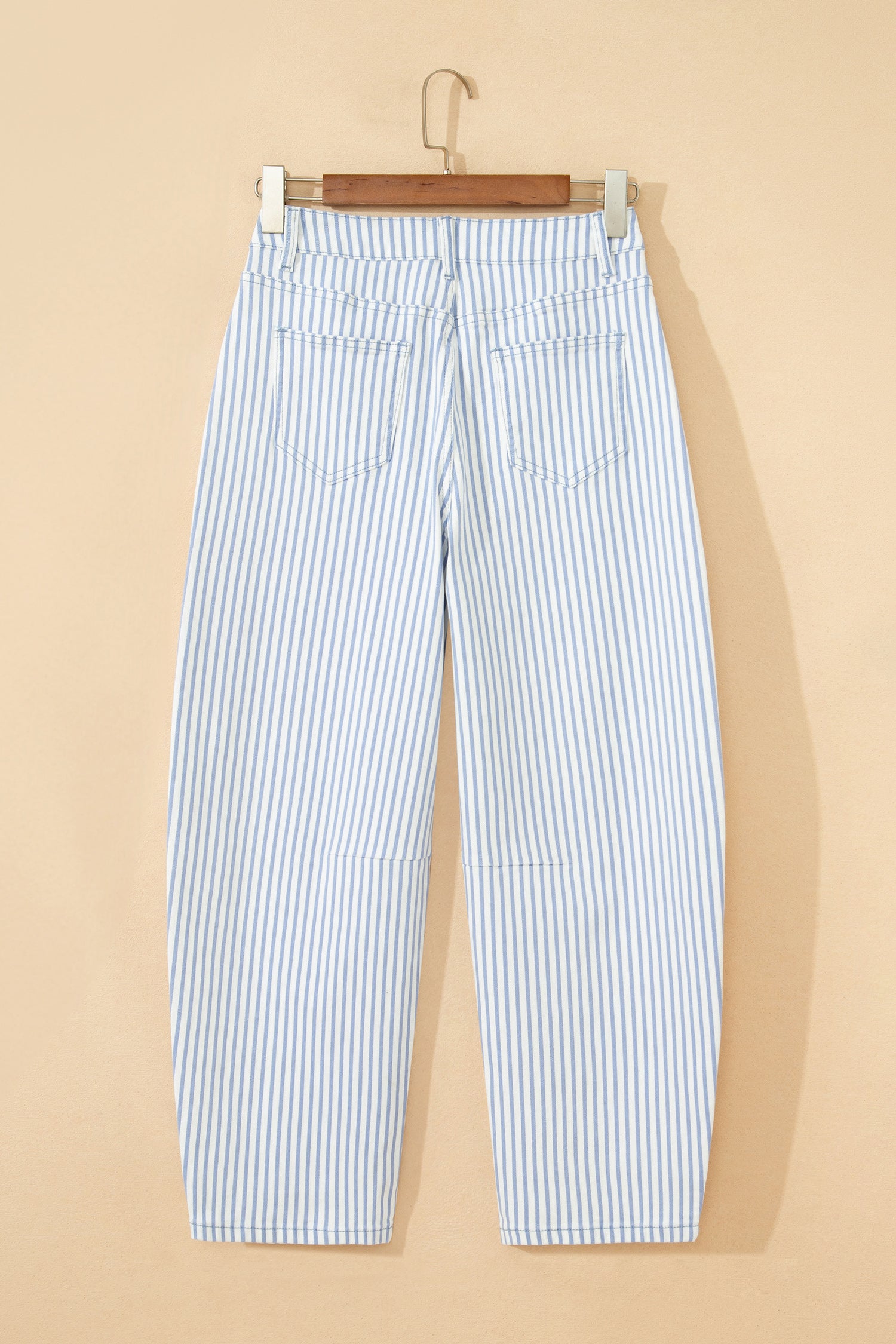 Sky Blue Stripe Casual Barrel Jeans