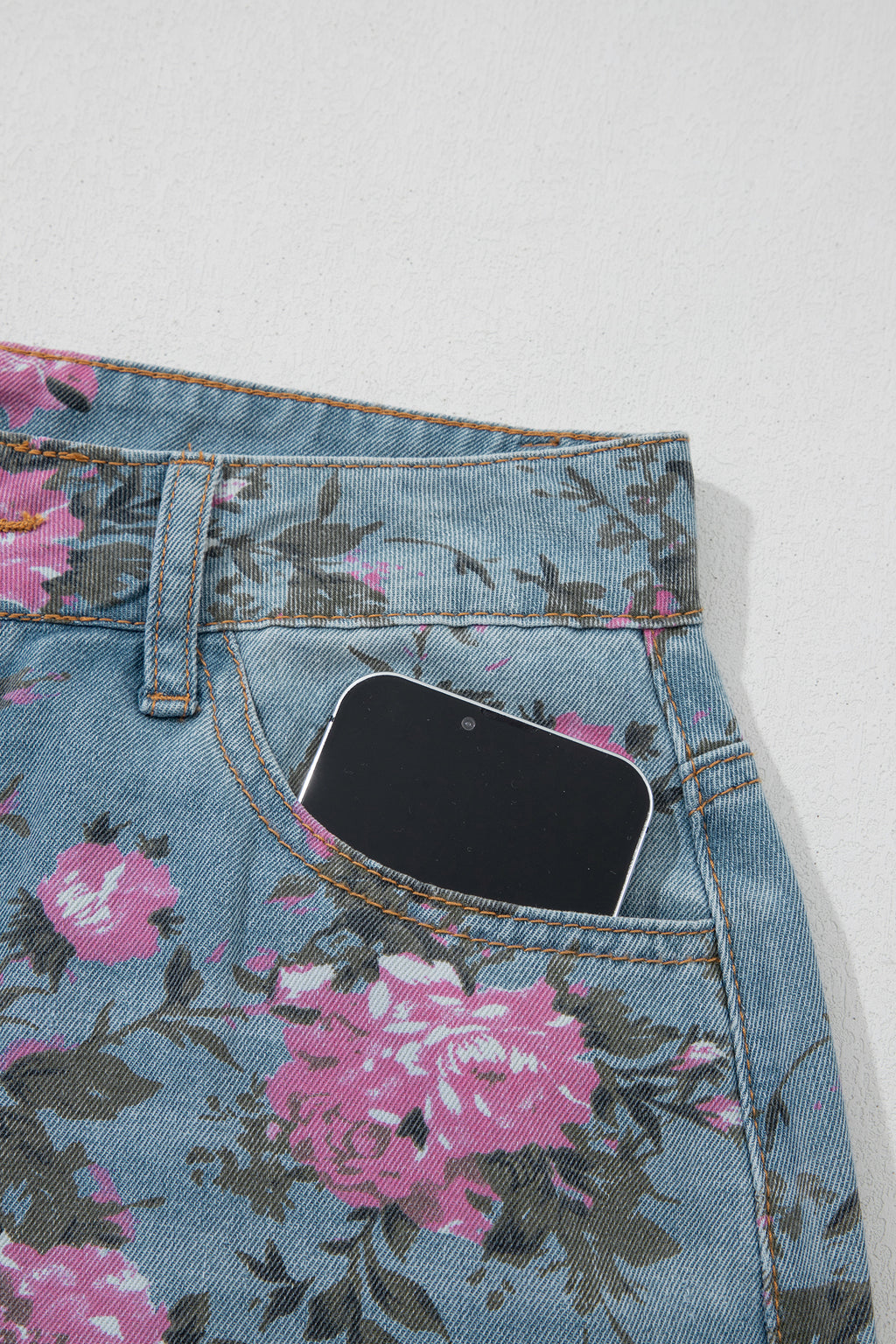 Sky Blue Garden Floral Print Bootcut Jeans