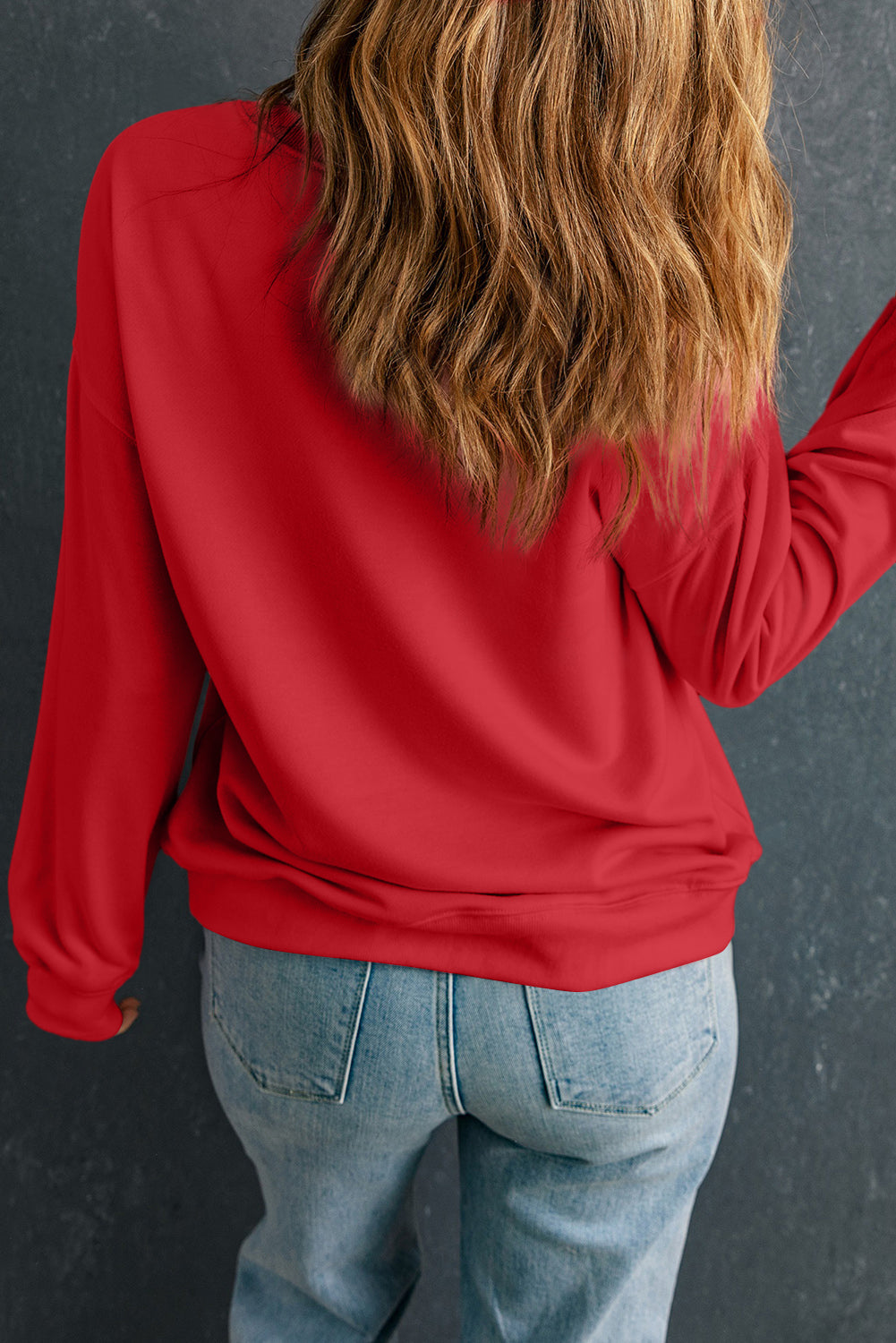 Pink Solid Classic Crewneck Pullover Sweatshirt