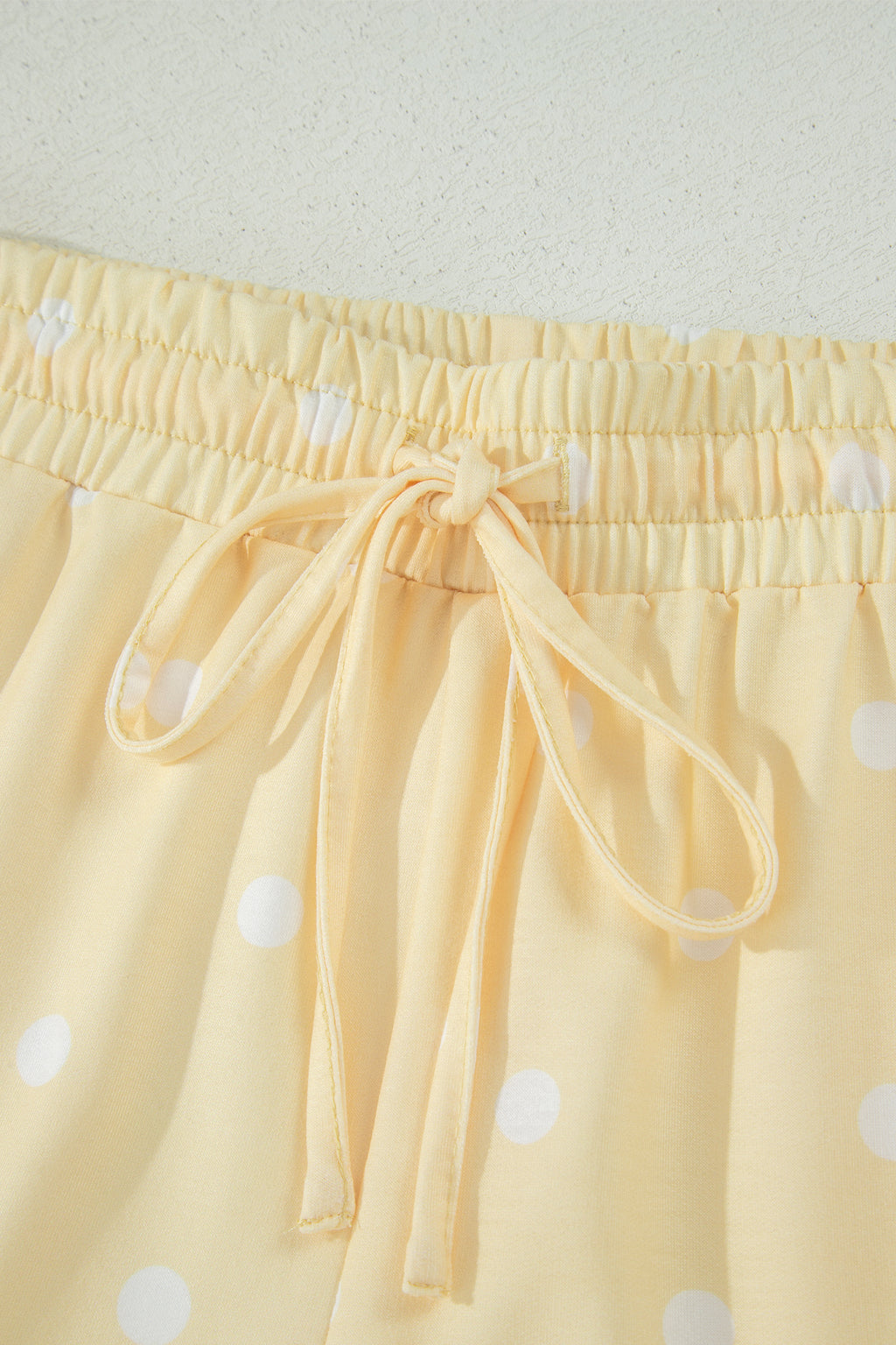 White Exposed Seam Detail Polka Dot Loose Tee Drawstring Shorts Set