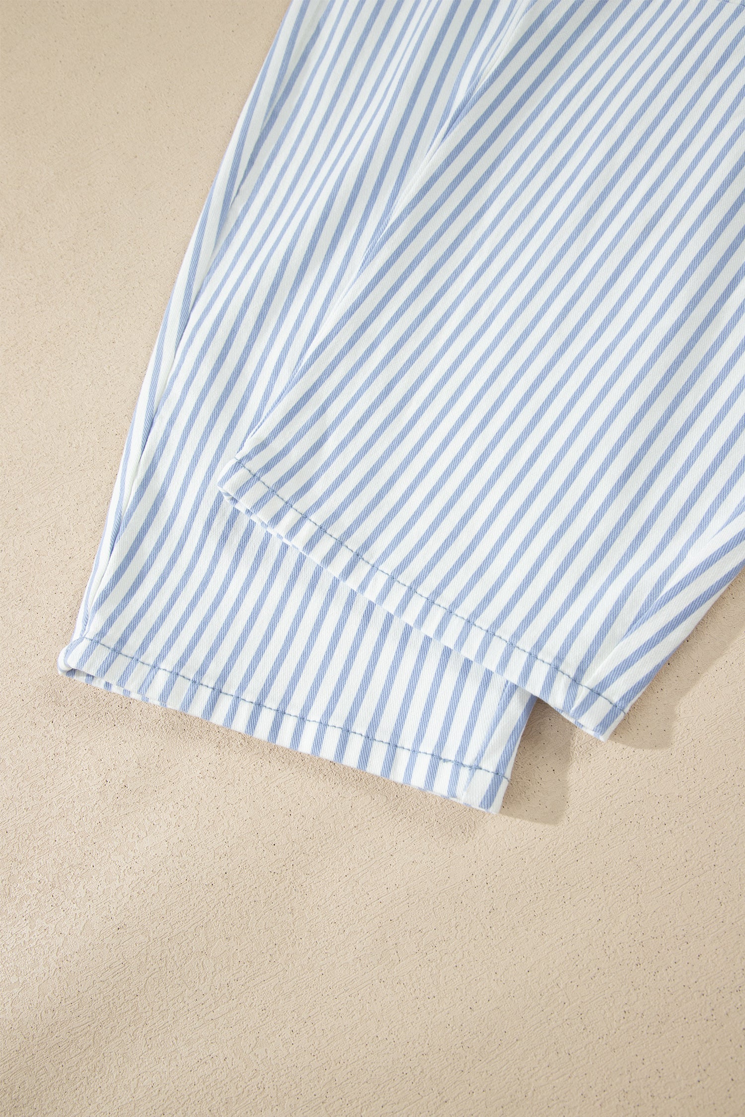 Sky Blue Stripe Casual Barrel Jeans