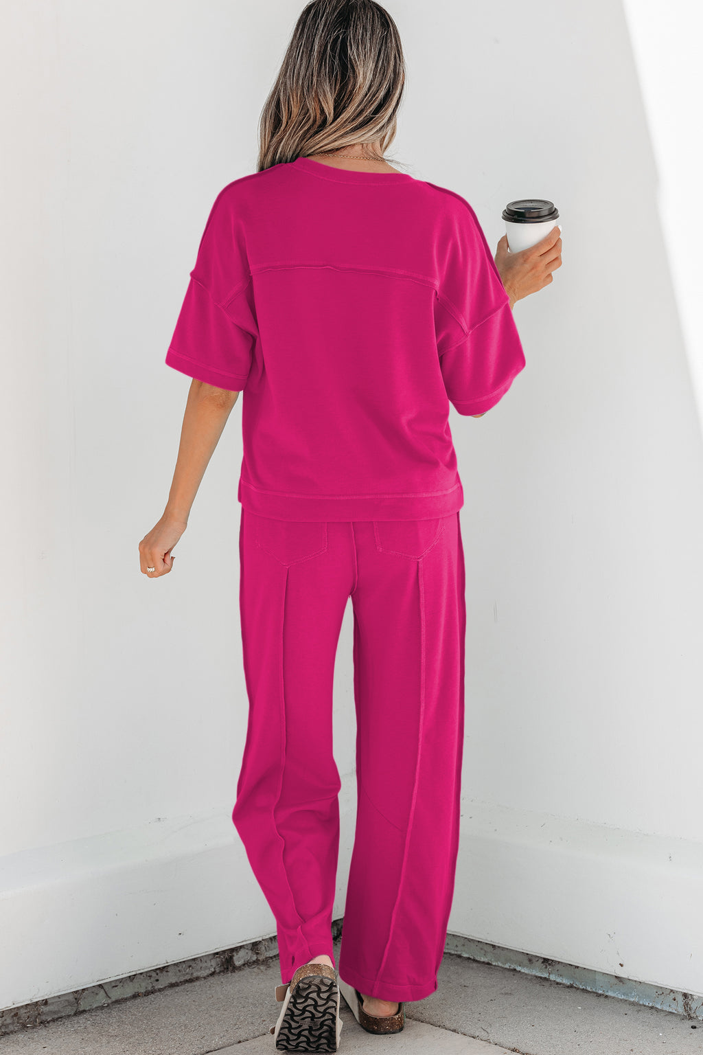 Racing Red Drop Shoulder Boxy Tee and Barrel Pants Set