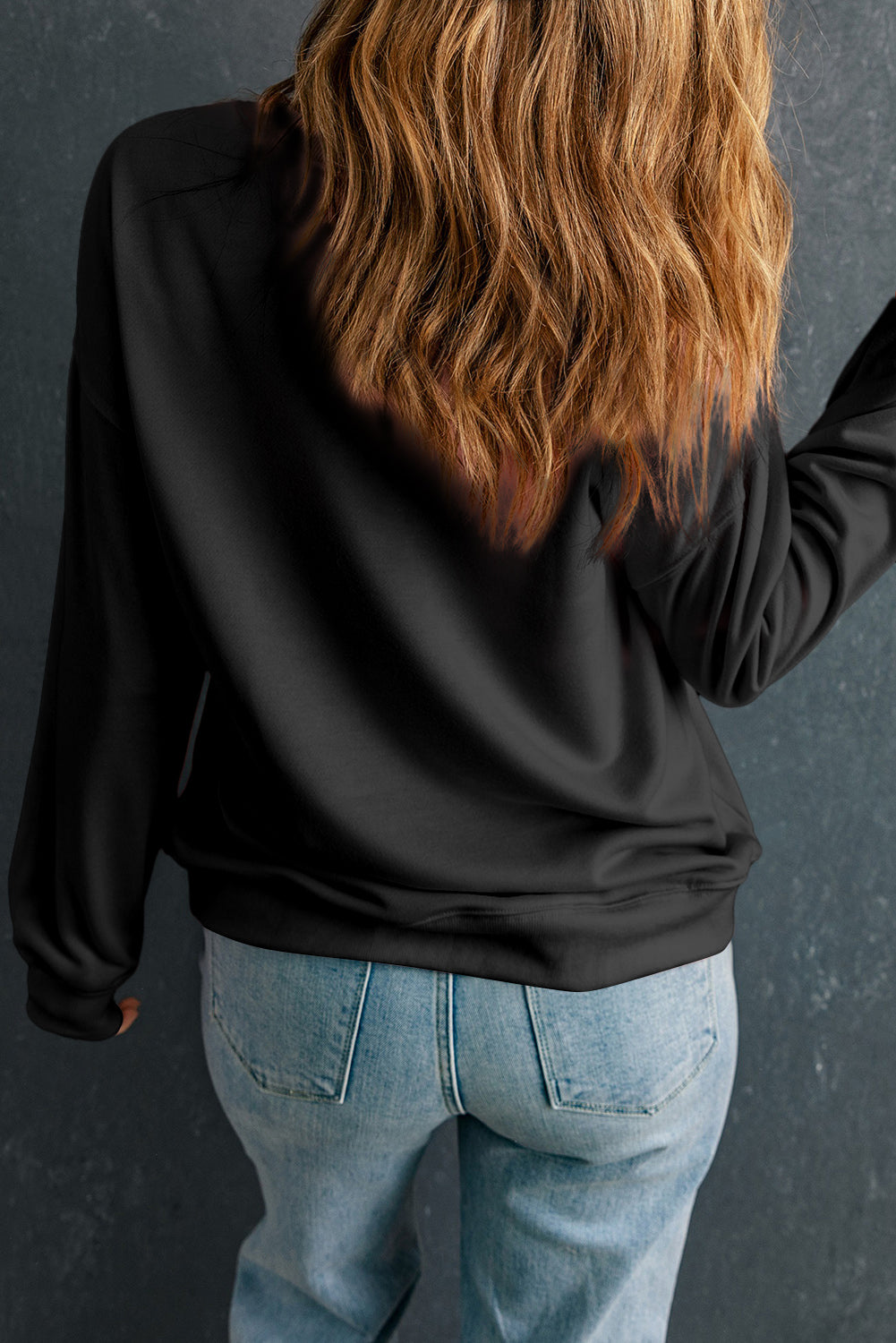 Pink Solid Classic Crewneck Pullover Sweatshirt