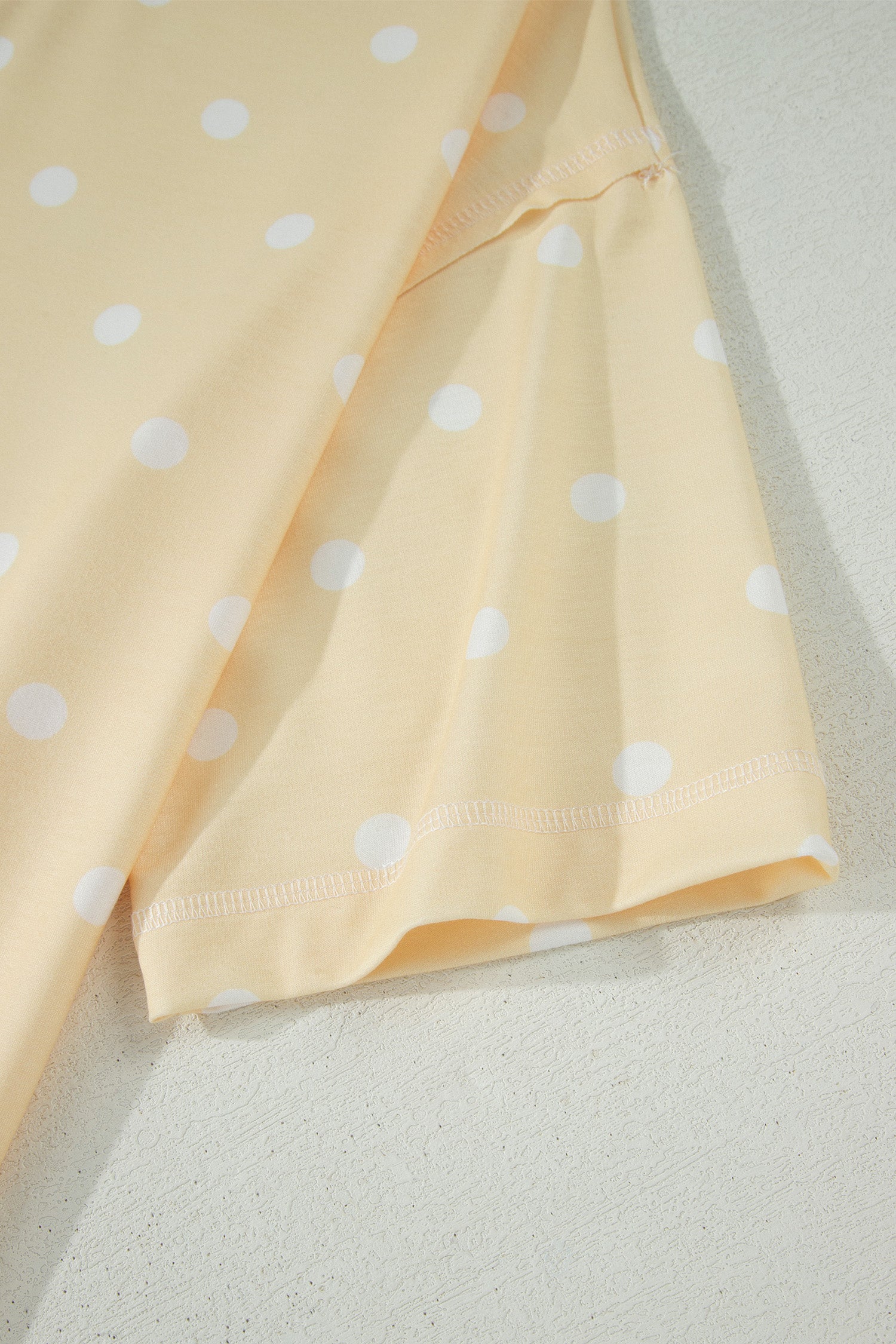 White Exposed Seam Detail Polka Dot Loose Tee Drawstring Shorts Set