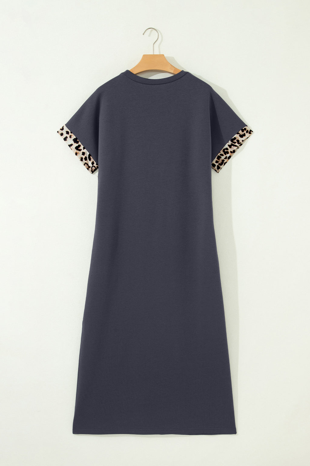 White Contrast Leopard Bow Patched Short Sleeve T Shirt Long Dress