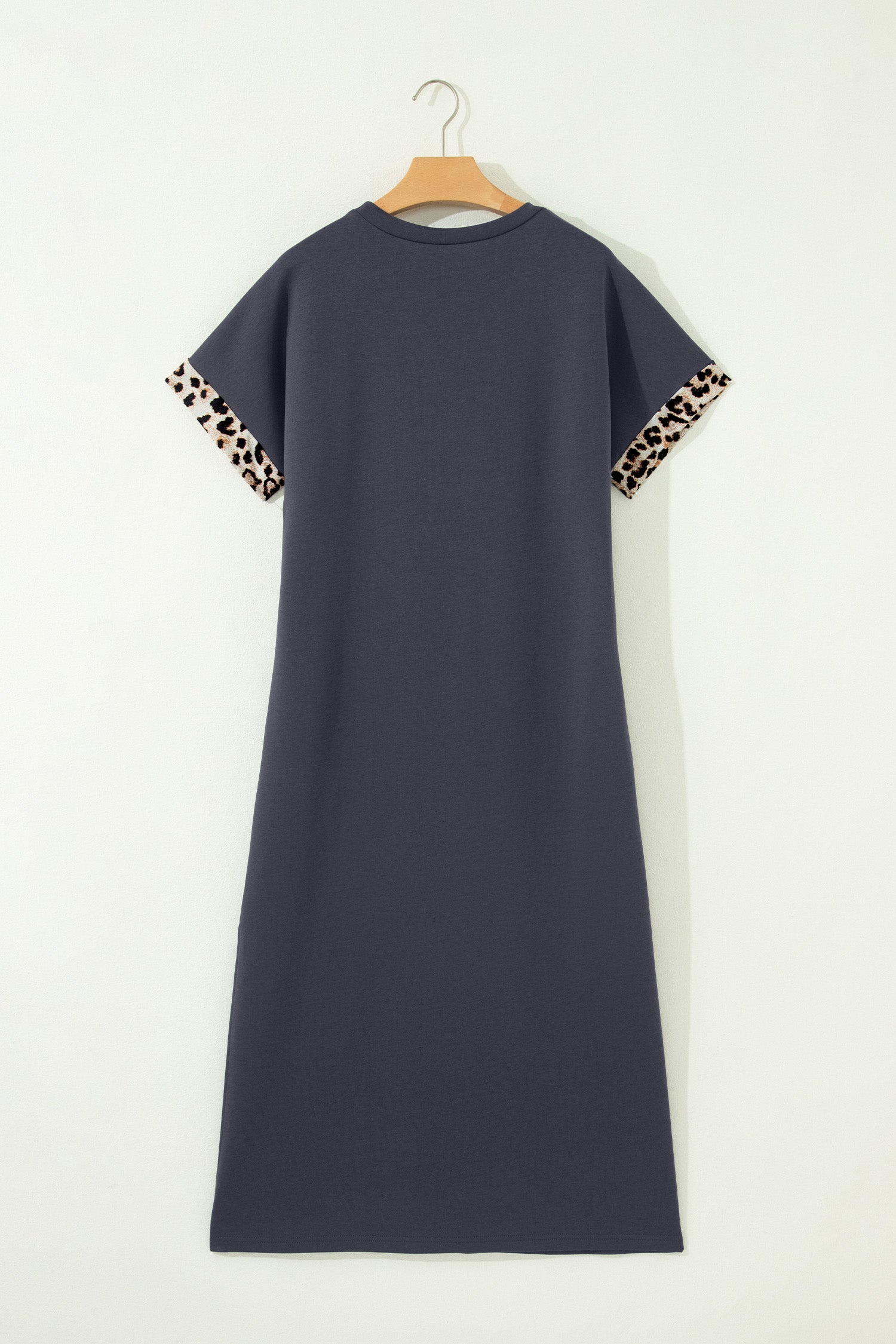 White Contrast Leopard Bow Patched Short Sleeve T Shirt Long Dress