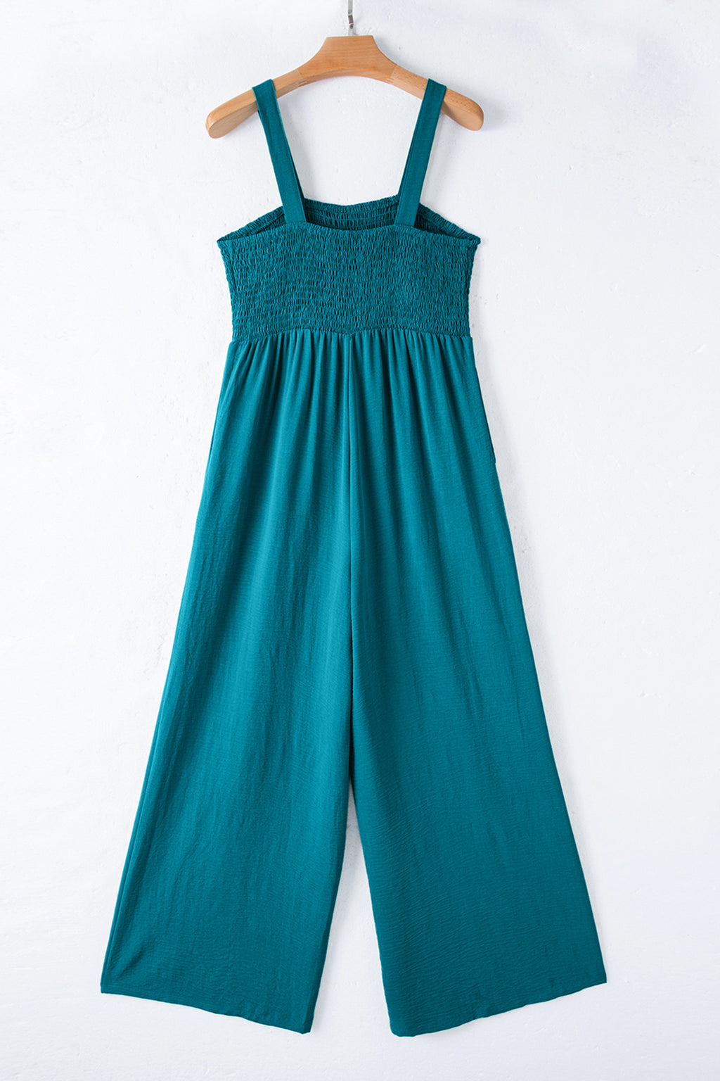 Purple Orchid Smocked Square Neck Sleeveless Jumpsuit with Pockets