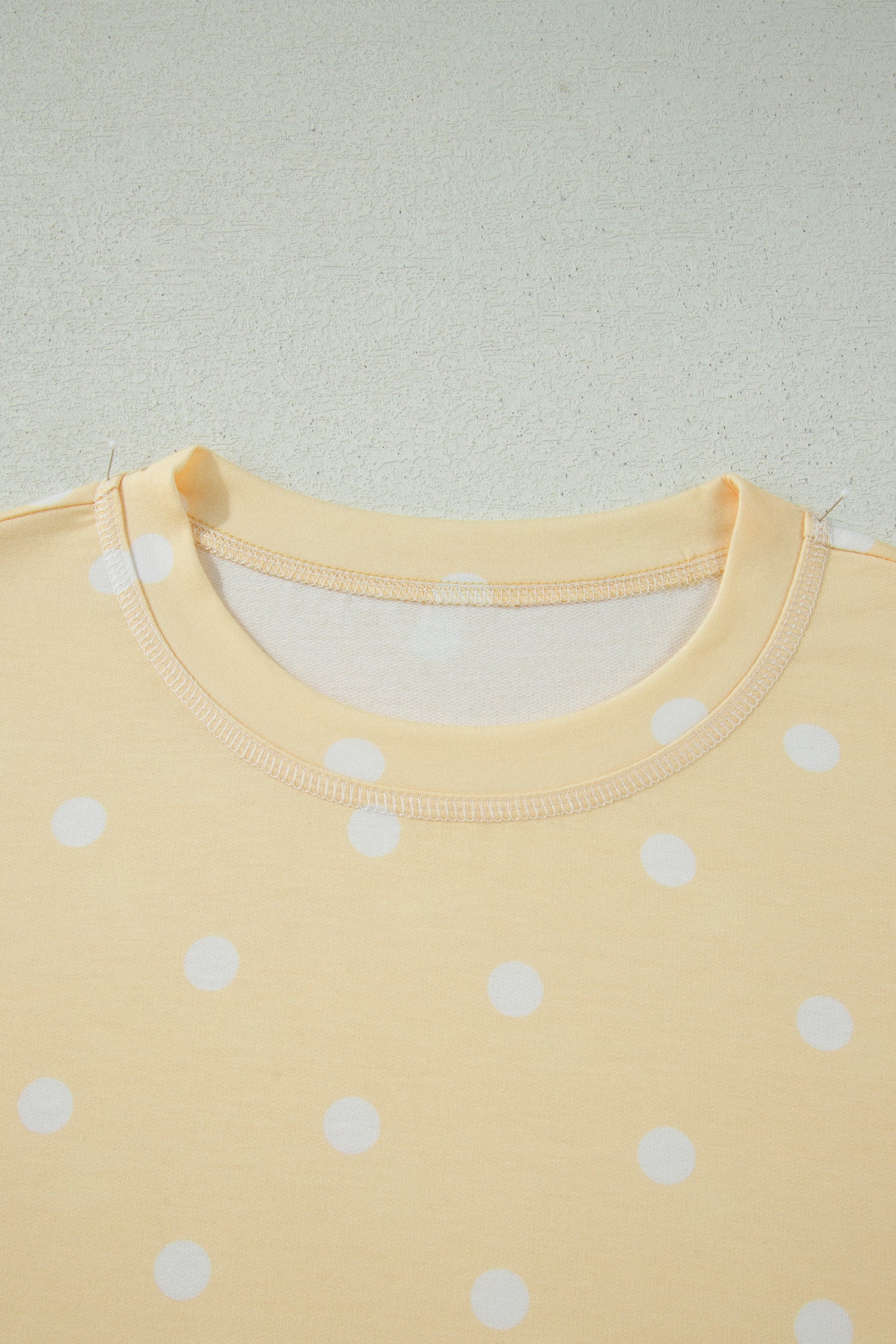 White Exposed Seam Detail Polka Dot Loose Tee Drawstring Shorts Set