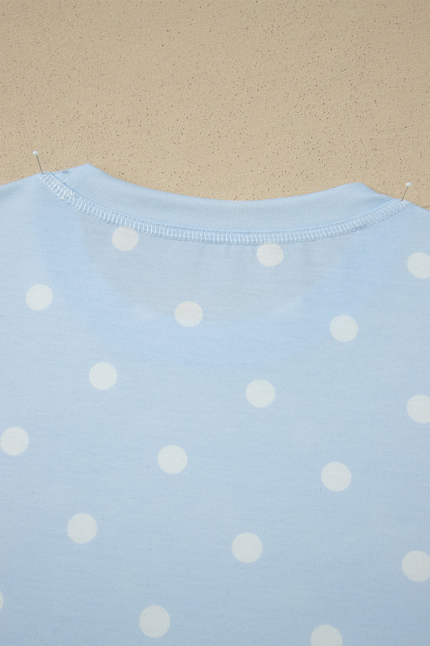 White Exposed Seam Detail Polka Dot Loose Tee Drawstring Shorts Set