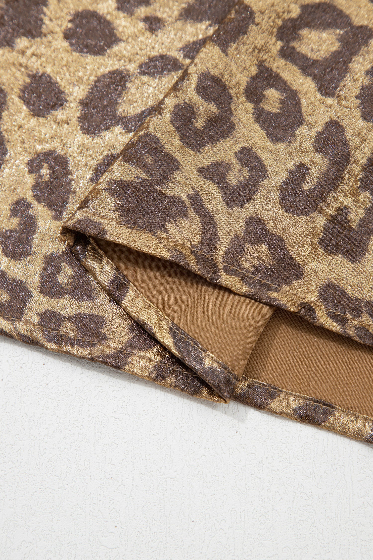 Gold Half Sleeve Metallic Leopard Print Blouse