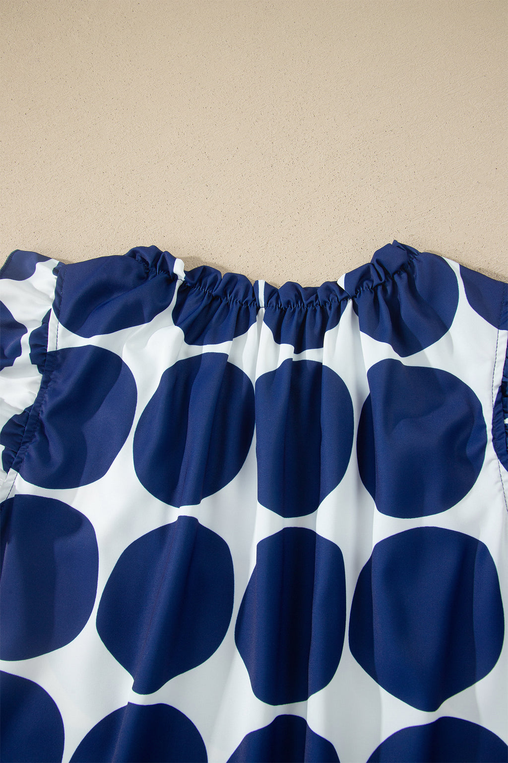 Rose Polka Dot Print Frilled Round Neck Shift Tank Top