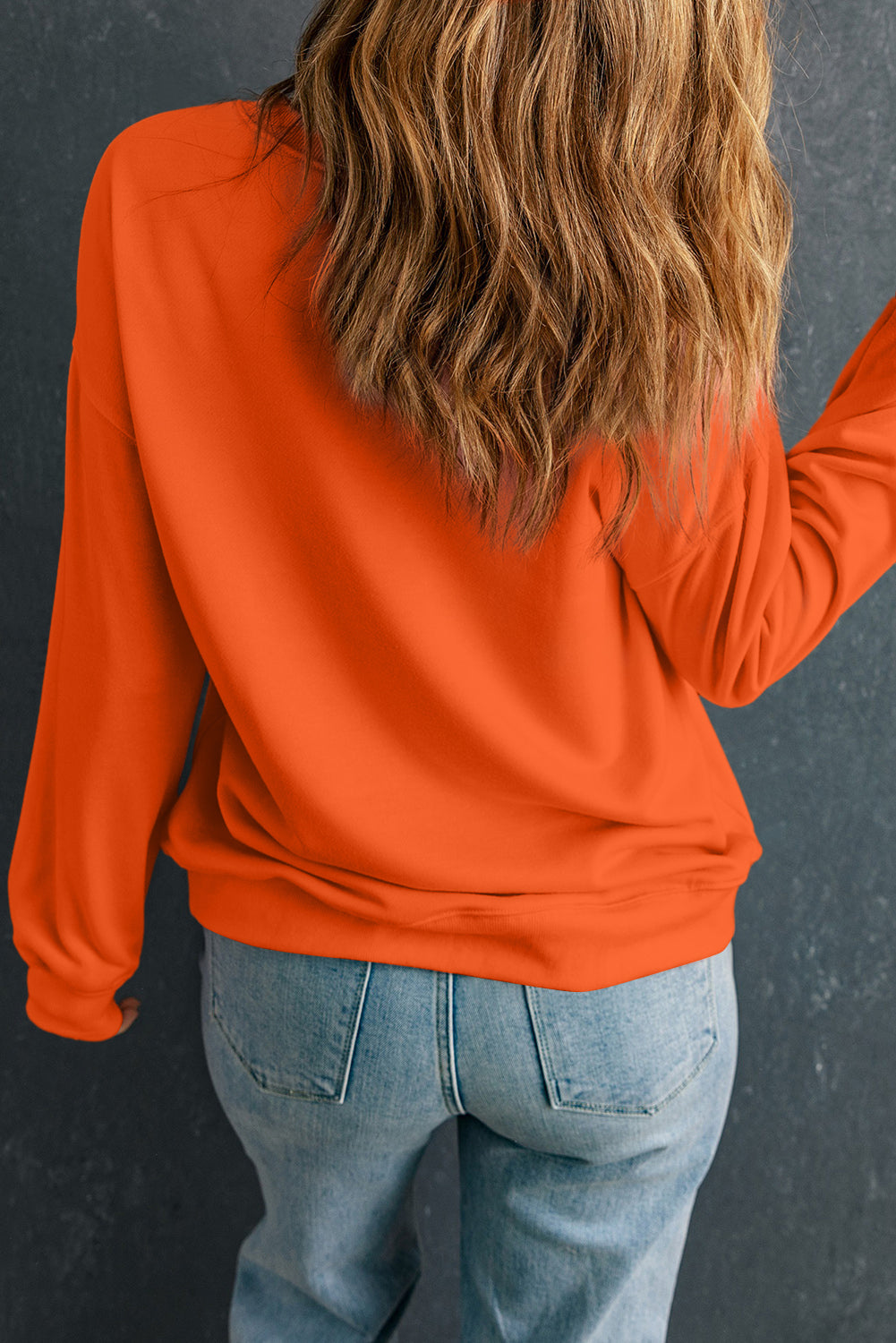 Pink Solid Classic Crewneck Pullover Sweatshirt
