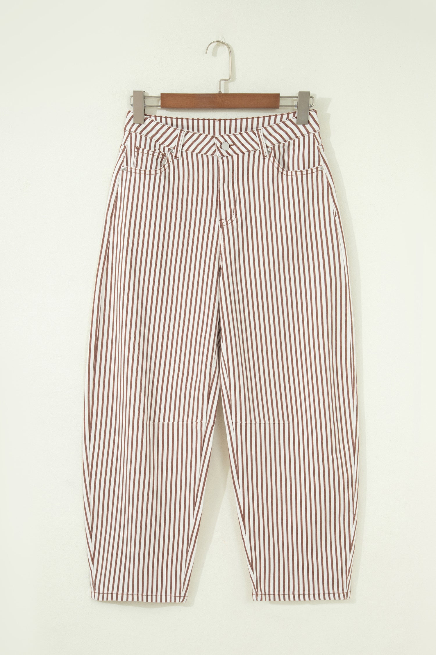 Sky Blue Stripe Casual Barrel Jeans