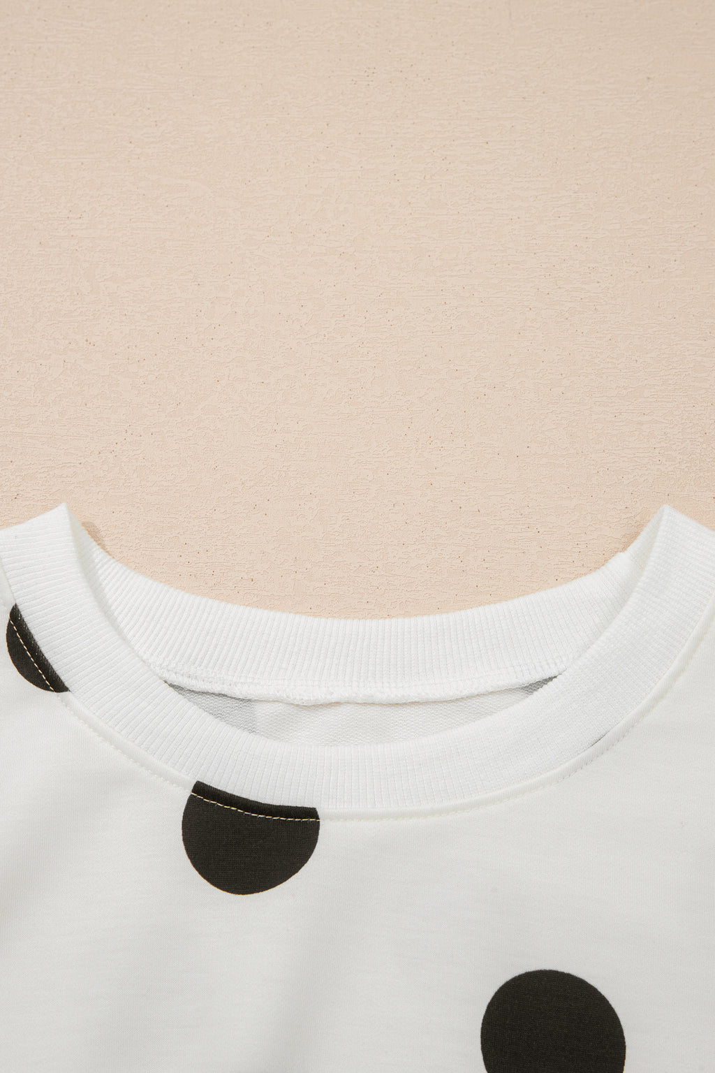 White Polka Dot Printed Long Sleeve Flared Mini Dress