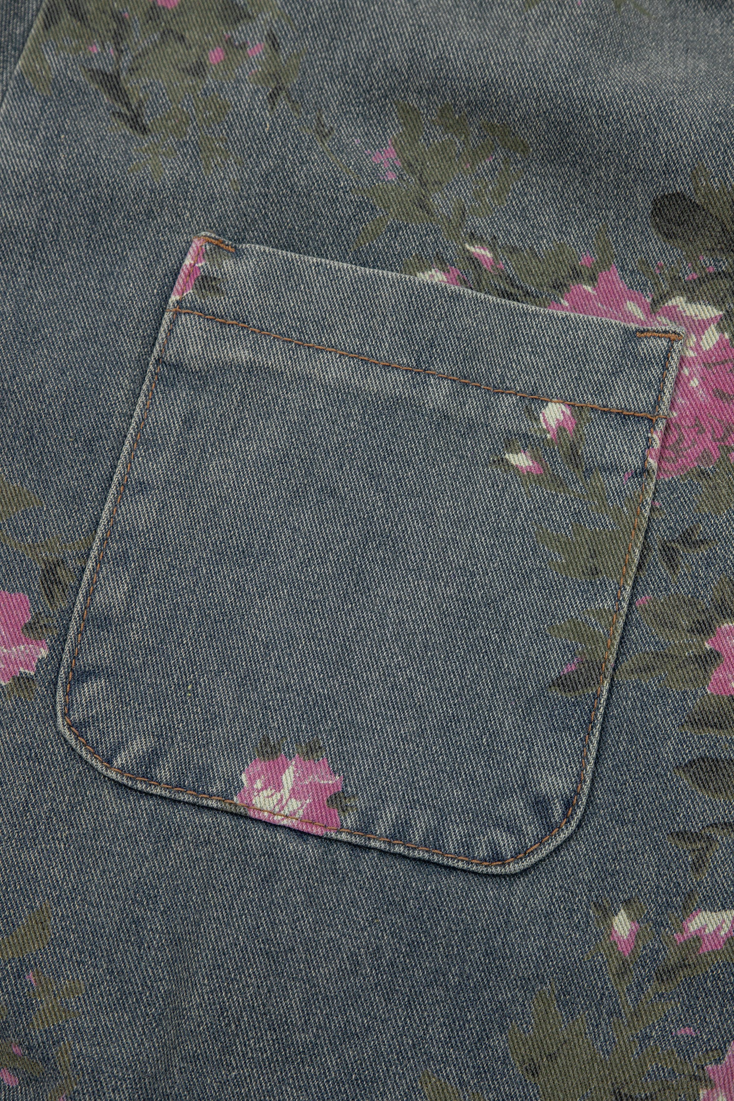 Blue Beau Floral Print Pleated High Waist Wide Leg Denim Jumpsuit