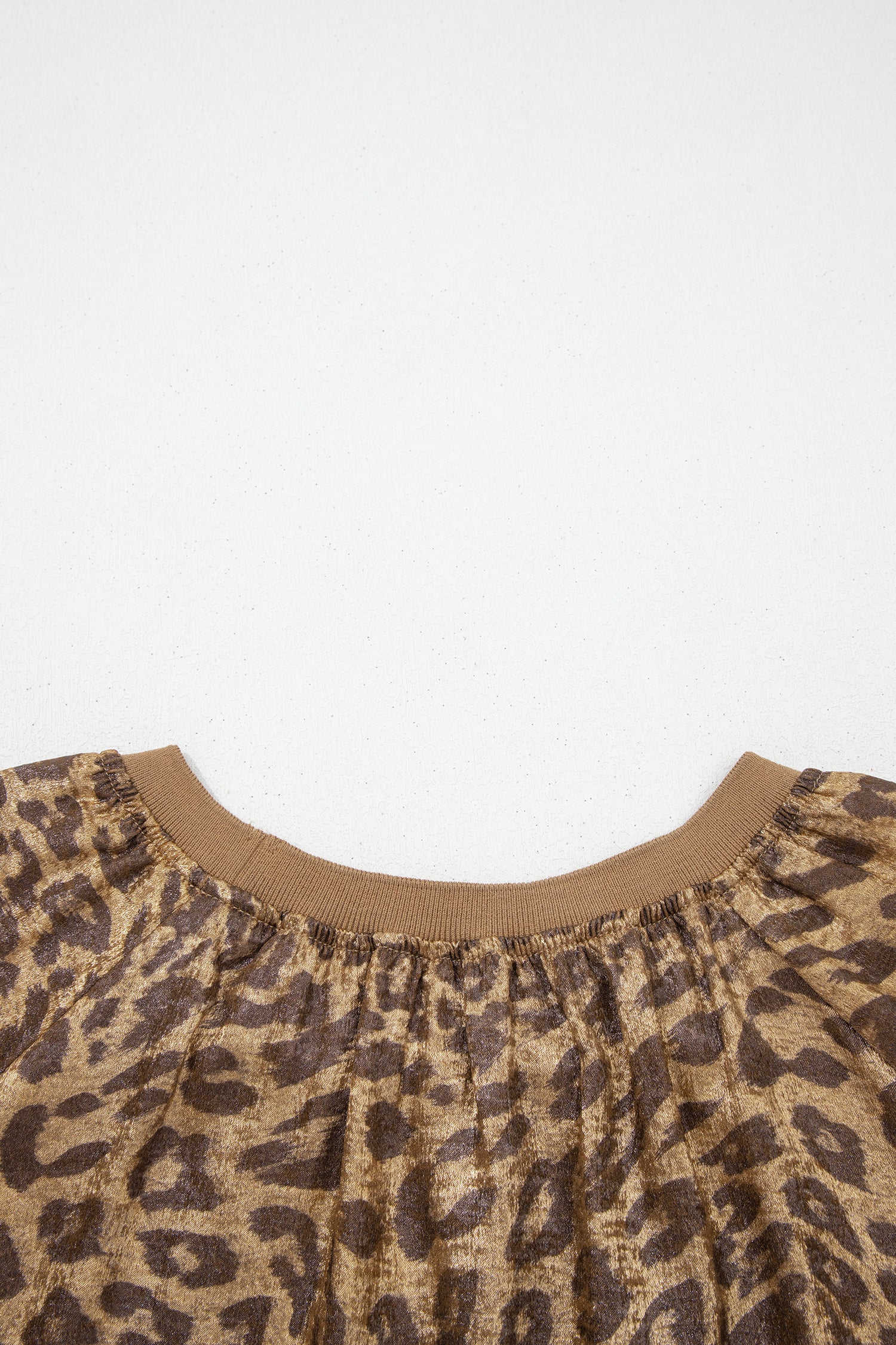Gold Half Sleeve Metallic Leopard Print Blouse
