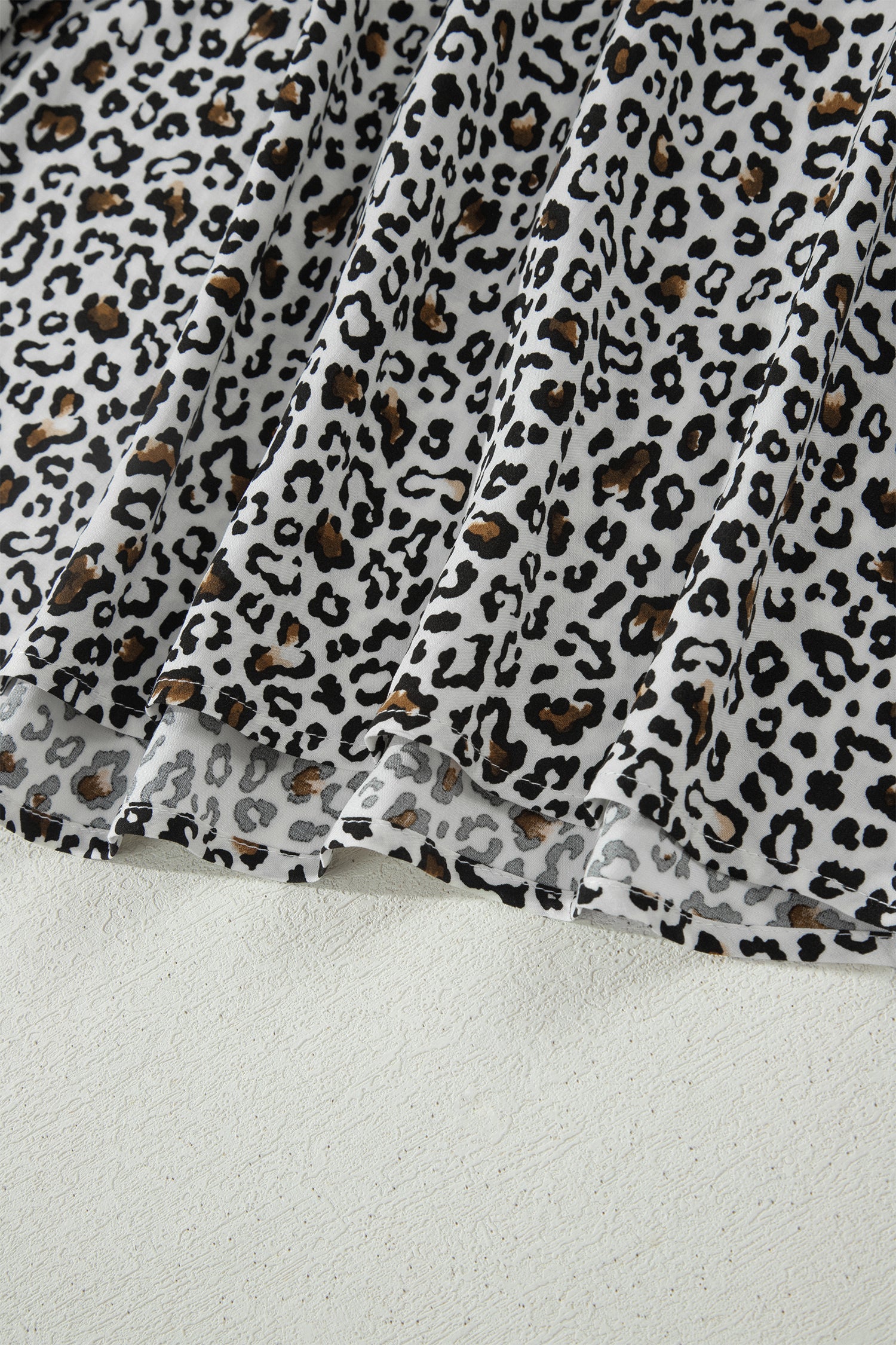 Beige Leopard Zip Front V Neck Cinched Waist Sleeveless Maxi Dress